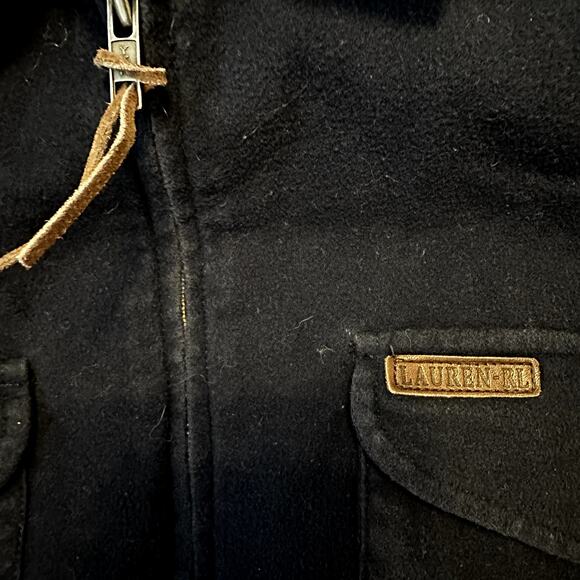 Vintage Lauren Ralph Lauren Overshirt Jacket 80s Cotton Full Zip Up Navy P/S - Picture 2 of 4